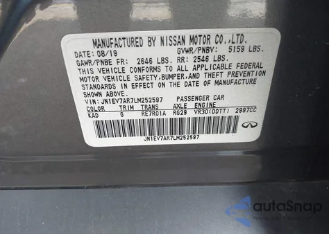 2020 Infiniti Q50 Luxe Awd z USA, uszkodzony, nr VIN JN1EV7AR7LM252597